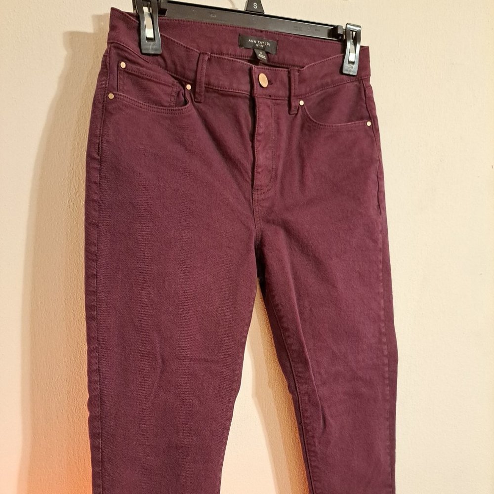 NWOT Ann Taylor maroon straight leg ankle jeans sz4P